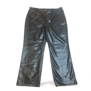 7 For All Mankind Black Faux Leather Wide Leg Pants LIKE NEW sz L